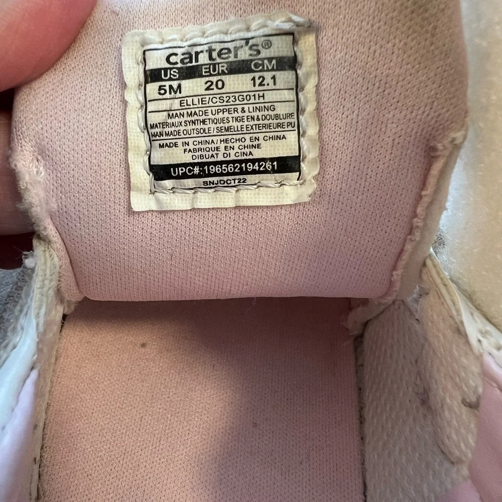 Carter’s Ellie Toddler Girls Slip-On Sneakers  Size 5 Color White And Pi…